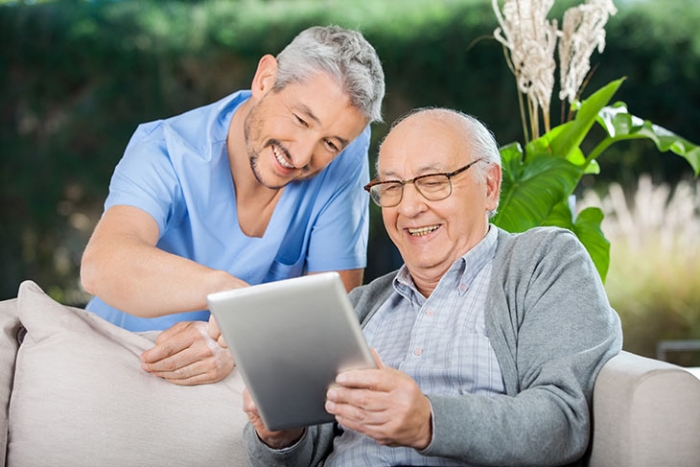 Care worker supporting a family conversation